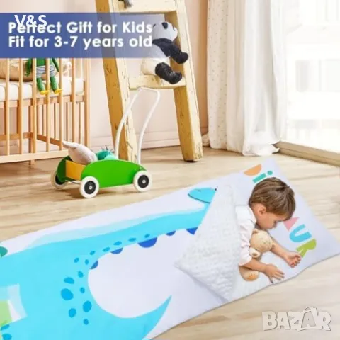 Детски топъл спален чувал с подвижна възглавница, сгъваема постелка за дрямка за момичета и момчета,, снимка 6 - Спално бельо и завивки - 49848588