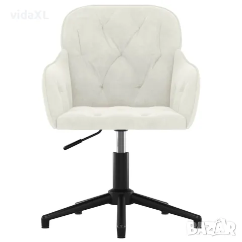 vidaXL Въртящ се офис стол, кремав, кадифе, снимка 3 - Столове за офис - 56147117