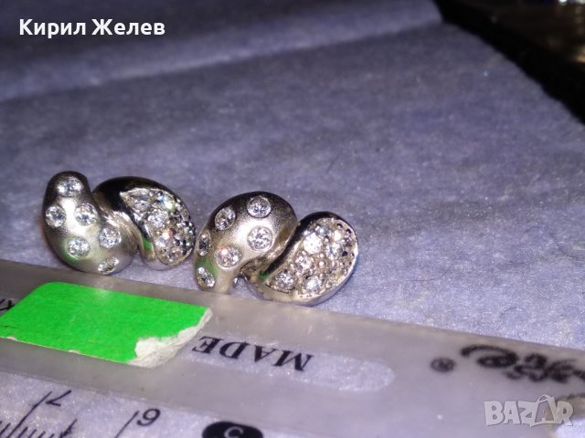 РАЗКОШНИ СРЕБЪРНИ СКЪПОЦЕННИ ФЕШЪН АРТ ОБЕЦИ СРЕБРО 925 с БЯЛА ПОЗЛАТА и ЦИРКОНИ 34420, снимка 6 - Обеци - 39665867
