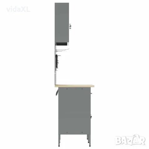 vidaXL Работен кабинет 5 бр. Черно Инженерна дървесина и стомана, снимка 9 - Работни маси и бюра - 56146971