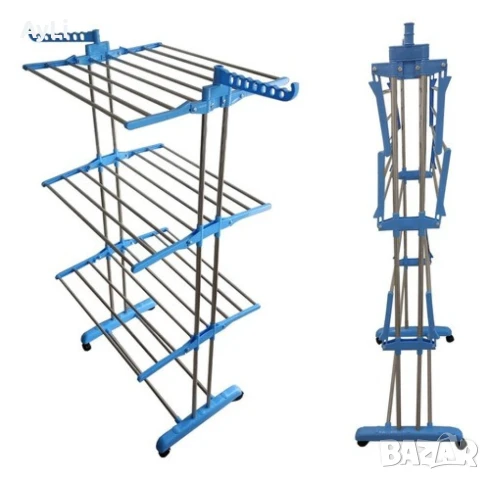 Сгъваем сушилник за дрехи на колелца, снимка 3 - Сушилници - 50895626
