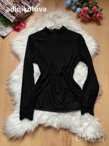 Блуза с дантела Pieces , снимка 1 - Блузи с дълъг ръкав и пуловери - 32172208