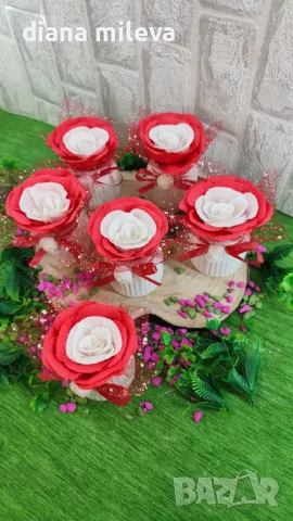 Бюджетен подарък в червено и бяло!!, снимка 12 - Декорация за дома - 48658891