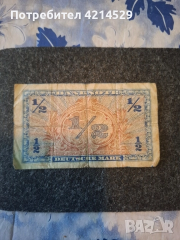 Половин Германска марка от 1948г., снимка 2 - Нумизматика и бонистика - 52094894