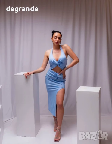 Елегантна синя рокля, снимка 5 - Рокли - 50905167