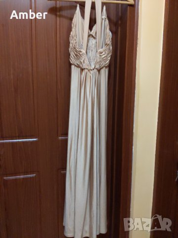 Официална дълга рокля в цвят бежаво шампанско Fabrizia ITALY, снимка 3 - Рокли - 34269012