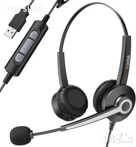 USB слушалки с шумопотискащ микрофон за лаптоп Wantek Call Center