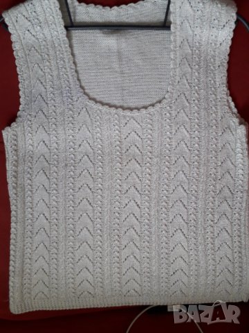 Дамска плетена бяла блузка без ръкав, снимка 4 - Корсети, бюстиета, топове - 30087712