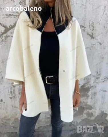 Есенно-зимно дамско свободно яке с яка и цип, 9цвята , снимка 3 - Якета - 48242658