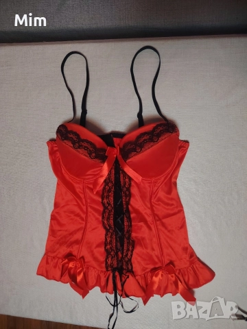 Livco Corsettl S Червен сатенен корсет , снимка 4 - Корсети, бюстиета, топове - 55933685