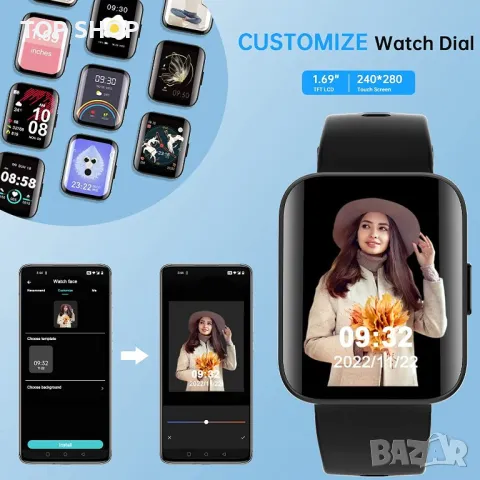 Smart Часовник Kuizil сензорен екран,монитор за сърдечен ритъм,22 спортни режима,водоустойчив, снимка 2 - Смарт гривни - 48477828