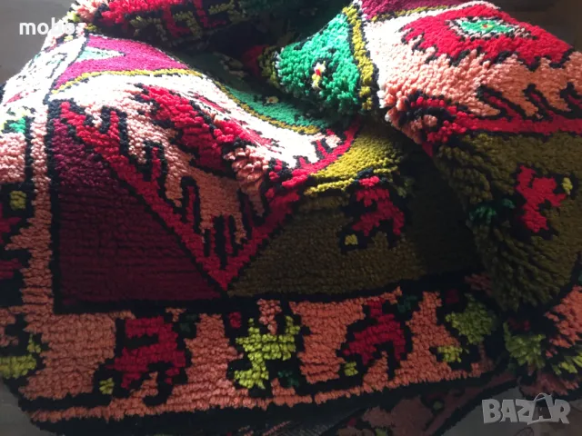 Цветен вълнен нов губер/ китеник , размери 2.00/1.20м, дебелина 1 см, ръчно тъкан, снимка 1