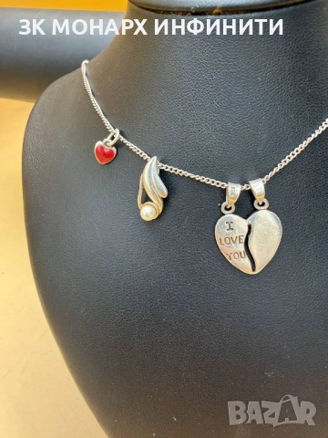 Сребърен ланец с 3 броя висулки /925/