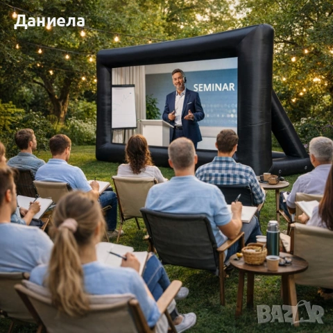 Надуваем проекционен екран за събития и кино на открито – Перфектен за партита и прожекции, снимка 5 - Други - 53968256