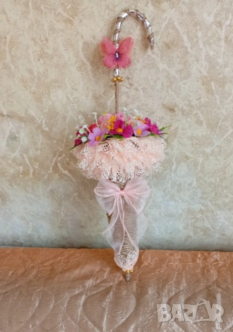 Чадърче с цветя, ръчно направено., снимка 5 - Декорация за дома - 53977900