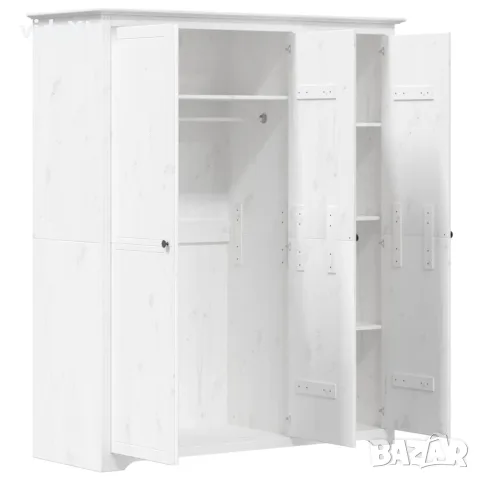 vidaXL Гардероб BODO, бял, 146x53,5x173 см, бор масив, снимка 4 - Гардероби - 56147365