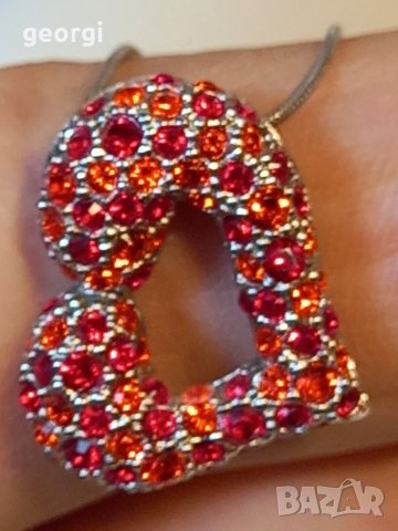 Сребърно колие с висулка сърце с камъни, снимка 9 - Колиета, медальони, синджири - 39130869