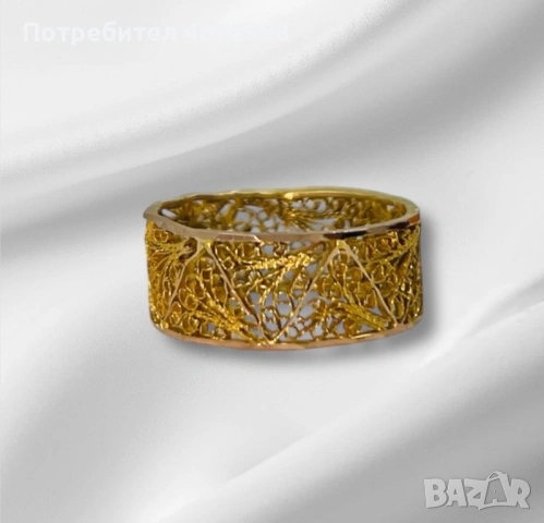 Филигран пръстен халка 14к , снимка 4 - Пръстени - 53266364