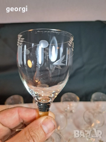 български гравирани стъклени чаши за ракия 28/2, снимка 5 - Чаши - 51838340