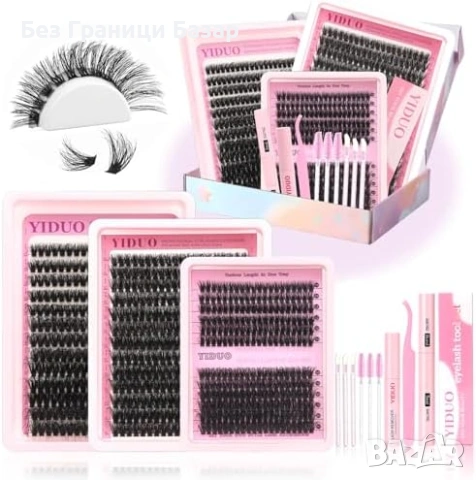 Нови Обемни мигли на снопчета комплект 760 броя Bond Seal Wispy с пинсета