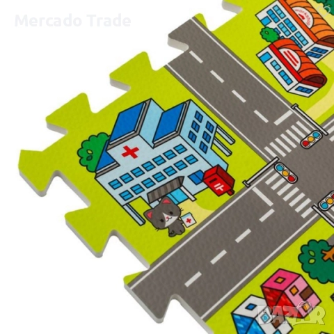 Детски пъзел Mercado Trade, За под, 9 части, Зелен, снимка 4 - Игри и пъзели - 52062505