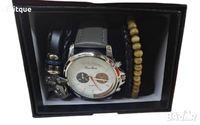 Стилен мъжки часовник в комплект с гривни, снимка 2 - Мъжки - 52778142