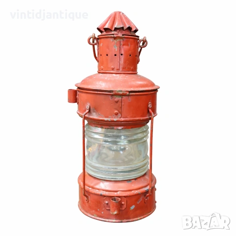 Ретро корабна позиционна лампа (фенер) от червен метал, снимка 3 - Антикварни и старинни предмети - 53905612