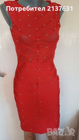 НОВА ! ДАМСКА ЧЕРВЕНА ЛАСТИЧНА РОКЛЯ - Размер S / M 