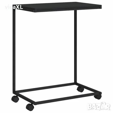 vidaXL Помощна маса с колелца черна 55x35x70 см инженерно дърво