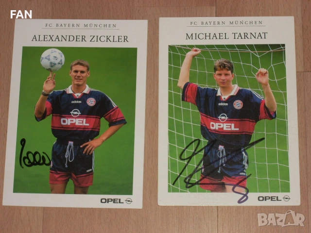 Байерн Мюнхен ОРИГИНАЛНИ АВТОГРАФИ Томас Хелмер, Маркус Бабел, Александер Циклер, Михаел Тарнат 1998, снимка 2 - Фен артикули - 50404388