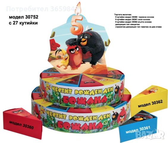 Хартиена картонена торта със или без пълнеж за детски рожден ден, снимка 15 - Други - 50418452