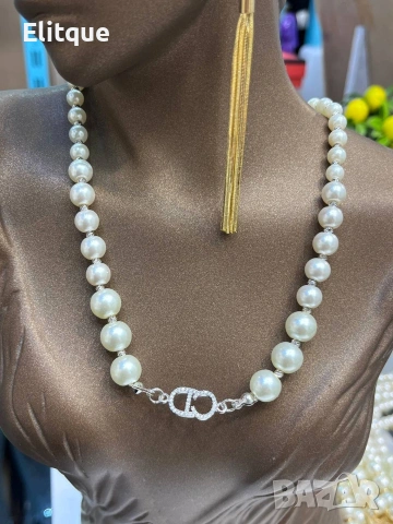 колие с перли и стоманена висулка ysl saint laurent Gucci chanel prada, снимка 8 - Колиета, медальони, синджири - 53359740