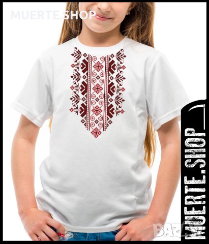 Детска тениска с щампа шевица и народни мотиви, снимка 1 - Детски тениски и потници - 42865334