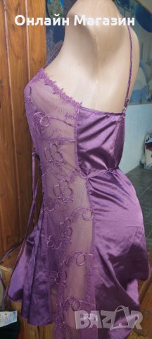 Нощничка Сатен и дантела , снимка 3 - Корсети, бюстиета, топове - 31985486