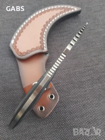 Дизайнерски карамбит Todd Begg с кания от телешки бланк, снимка 8 - Ножове - 50668417