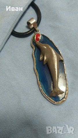 Сребърна висулка делфин, снимка 1 - Колиета, медальони, синджири - 34284914