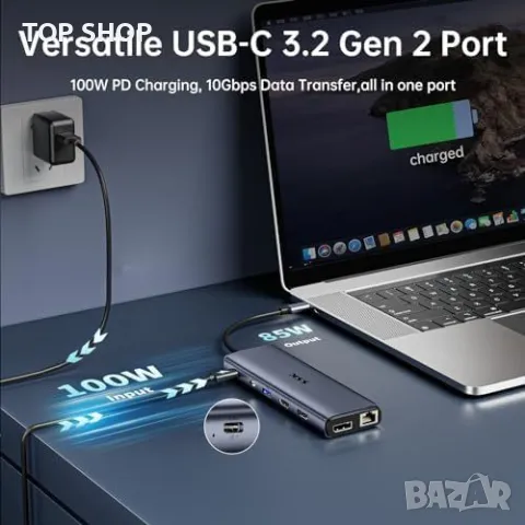 Нов Професионален 8K USB C хъб за MacBook и Lenovo лаптопи Докинг станция, снимка 5 - Захранвания и кутии - 49451179