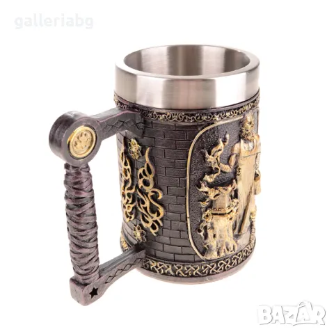 Релефна чаша с ковач , снимка 3 - Чаши - 48270615