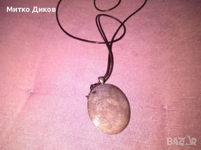 овално колие с висулка с декорация на цъфтящо дърво и восъчна верижка винтидж, снимка 3 - Колиета, медальони, синджири - 53237290