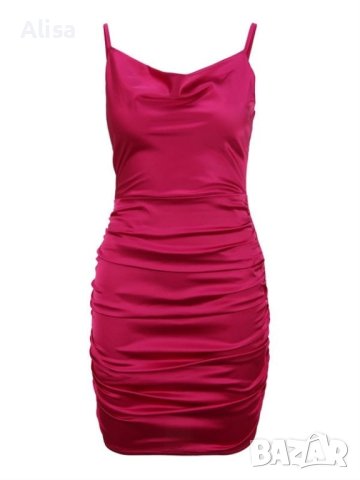 Сатенена розова рокля, снимка 1