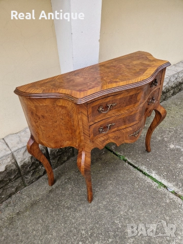 Прекрасен антикварен френски скрин шкаф масив с интарзия Луй 15, снимка 4 - Антикварни и старинни предмети - 52647568