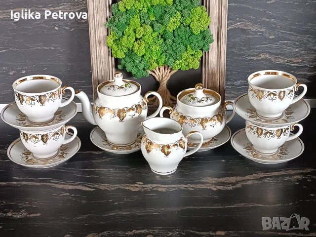 Руски сервиз - Златна дантела, снимка 9 - Антикварни и старинни предмети - 54167025