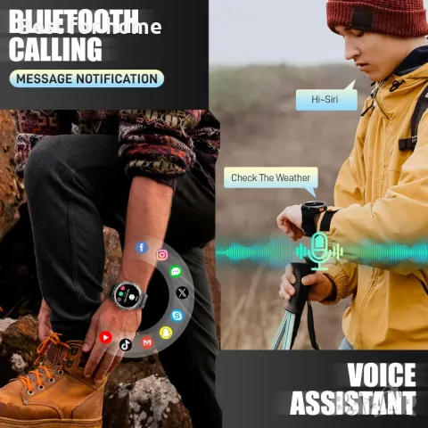 Мъжки смарт часовник с LED фенерче LaNikar, снимка 5 - Друга електроника - 49940954