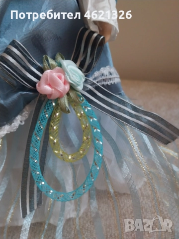 Винтидж немска порцеланова кукла в празнична рокля като ново, снимка 8 - Декорация за дома - 52155771