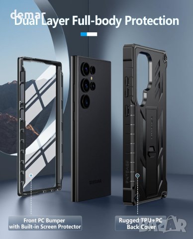 Калъф FNTCASE за Samsung Galaxy S24-Ultra, удароустойчив, с военна защита срещу падане, черен, снимка 5 - Калъфи, кейсове - 44207339