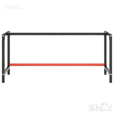 vidaXL Рамка за работна маса матово черно и червено 180x57x79 см метал, снимка 3 - Работни маси и бюра - 56146212