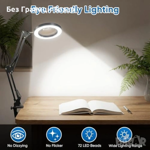 Нова Лупа 10X с LED светлина стойка щипка 3 режима 10 яркости USB гъвкаво рамо, снимка 3 - Други стоки за дома - 54195344