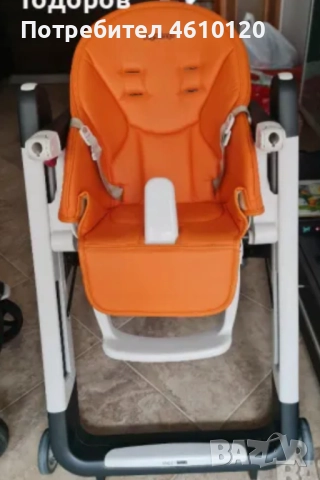 Италианско детско столче за хранене Peg Perego Siesta с чисто нова кожена тапицерия, снимка 3 - Други - 52065878