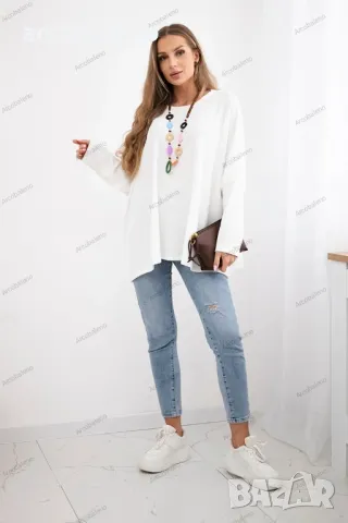 Oversize дамска блуза с колие, 8цвята , снимка 8 - Блузи с дълъг ръкав и пуловери - 48831218