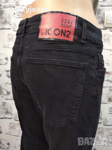 Icon 2- черни дънки слим, изчистени, есенен деним с еластан, снимка 2 - Дънки - 51735013